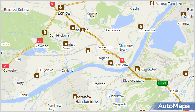 mapa Bogoria gmina Łoniów, Bogoria gmina Łoniów na mapie Targeo