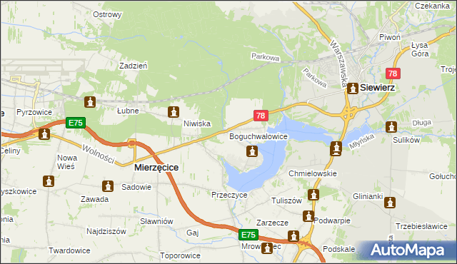 mapa Boguchwałowice, Boguchwałowice na mapie Targeo