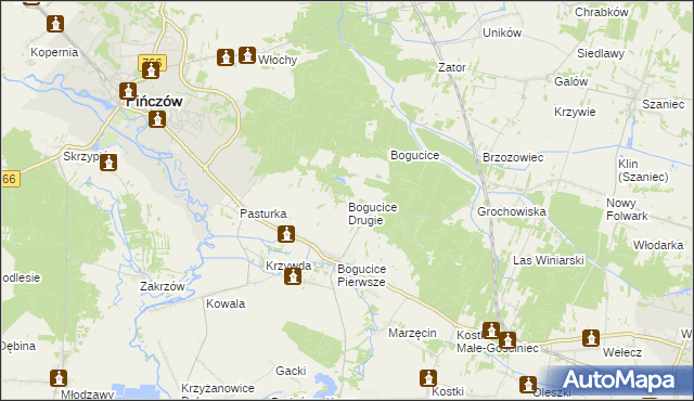 mapa Bogucice Drugie, Bogucice Drugie na mapie Targeo