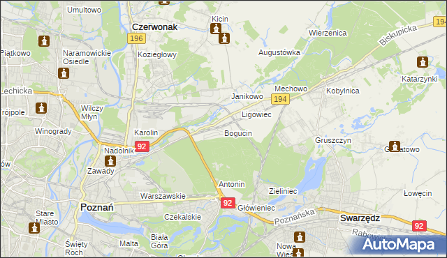 mapa Bogucin gmina Swarzędz, Bogucin gmina Swarzędz na mapie Targeo