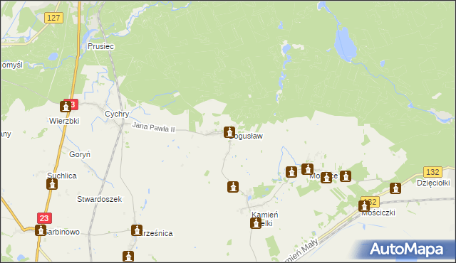 mapa Bogusław gmina Dębno, Bogusław gmina Dębno na mapie Targeo