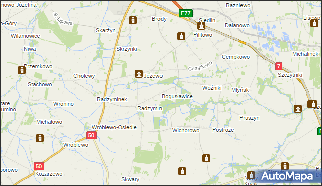 mapa Bogusławice gmina Płońsk, Bogusławice gmina Płońsk na mapie Targeo