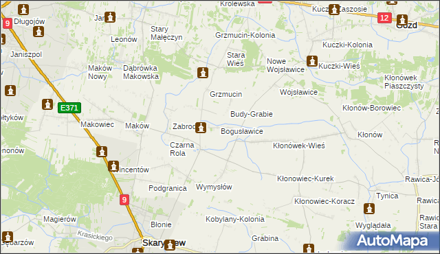 mapa Bogusławice gmina Skaryszew, Bogusławice gmina Skaryszew na mapie Targeo