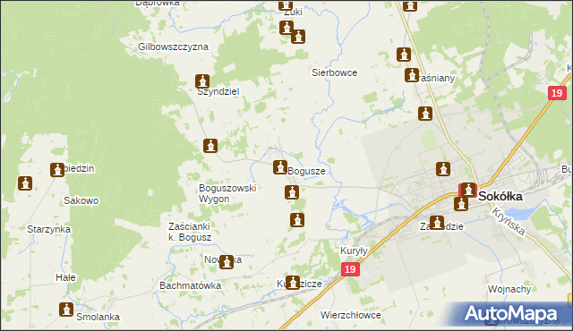 mapa Bogusze gmina Sokółka, Bogusze gmina Sokółka na mapie Targeo