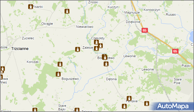 mapa Boguszewo gmina Mońki, Boguszewo gmina Mońki na mapie Targeo