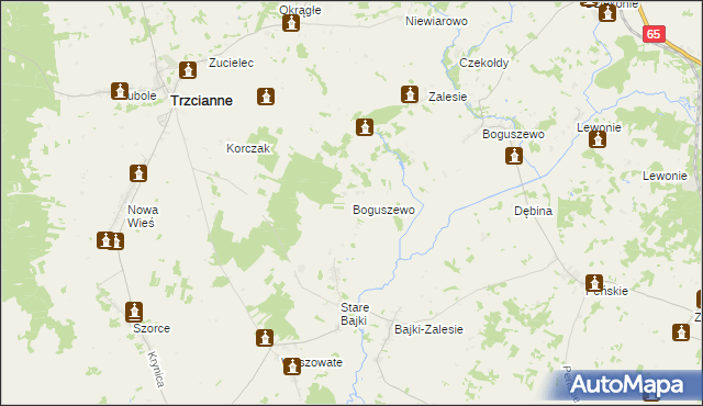 mapa Boguszewo gmina Trzcianne, Boguszewo gmina Trzcianne na mapie Targeo
