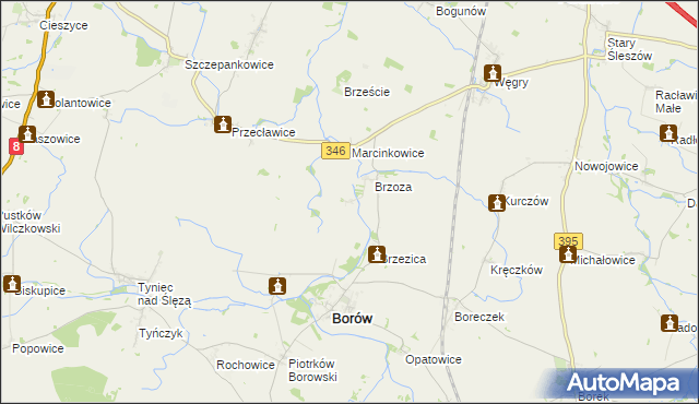 mapa Boguszyce gmina Borów, Boguszyce gmina Borów na mapie Targeo