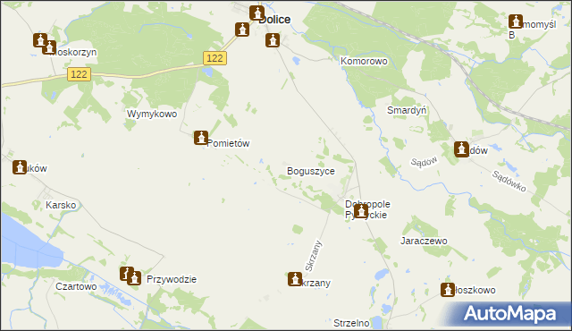 mapa Boguszyce gmina Dolice, Boguszyce gmina Dolice na mapie Targeo