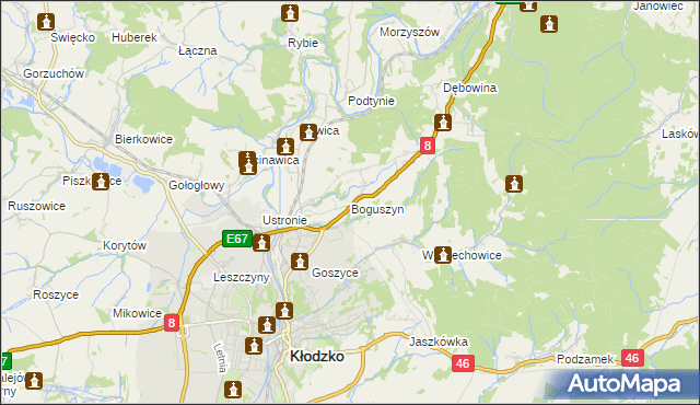 mapa Boguszyn gmina Kłodzko, Boguszyn gmina Kłodzko na mapie Targeo