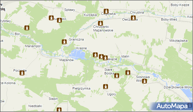 mapa Boiska-Kolonia gmina Józefów nad Wisłą, Boiska-Kolonia gmina Józefów nad Wisłą na mapie Targeo