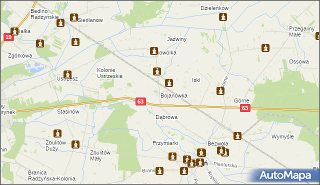 mapa Bojanówka, Bojanówka na mapie Targeo