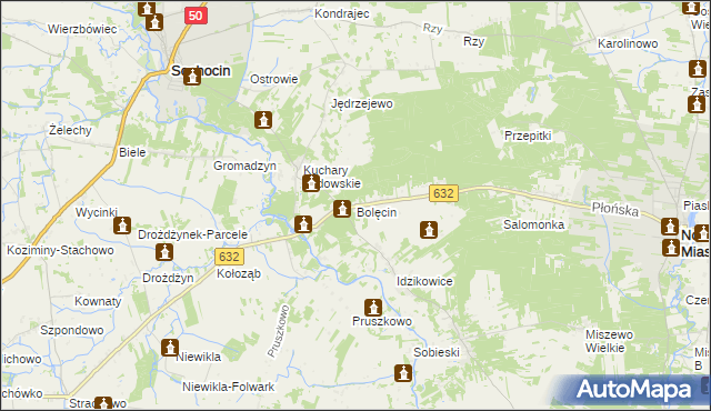 mapa Bolęcin gmina Sochocin, Bolęcin gmina Sochocin na mapie Targeo