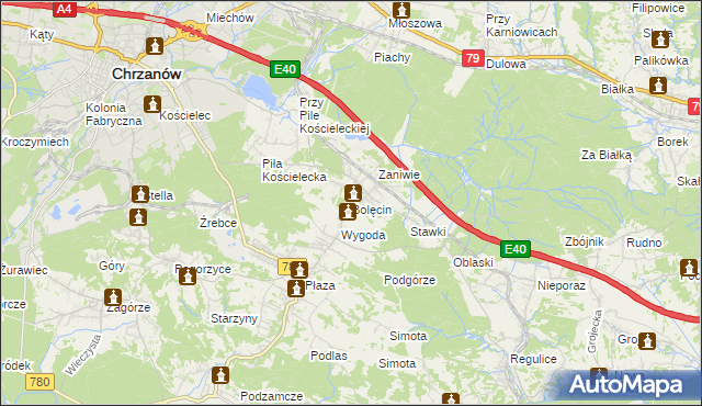 mapa Bolęcin gmina Trzebinia, Bolęcin gmina Trzebinia na mapie Targeo