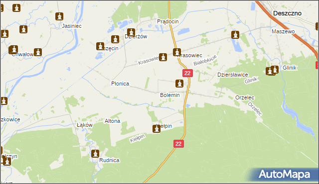 mapa Bolemin, Bolemin na mapie Targeo