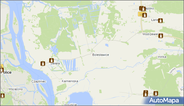 mapa Bolesławice gmina Goleniów, Bolesławice gmina Goleniów na mapie Targeo