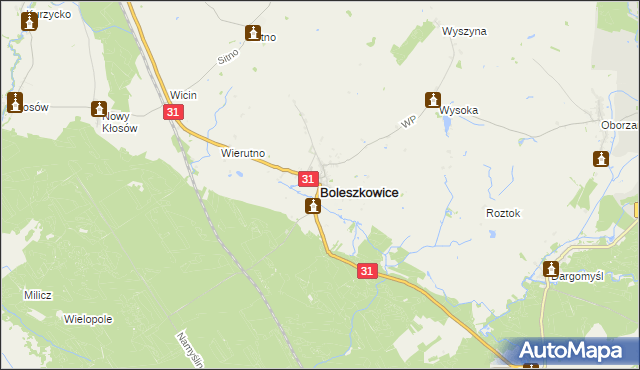 mapa Boleszkowice powiat myśliborski, Boleszkowice powiat myśliborski na mapie Targeo