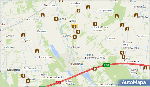 mapa Bolimowska Wieś, Bolimowska Wieś na mapie Targeo