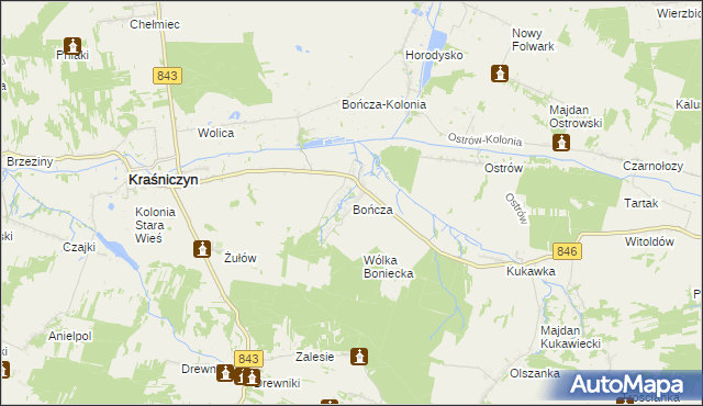 mapa Bończa gmina Kraśniczyn, Bończa gmina Kraśniczyn na mapie Targeo