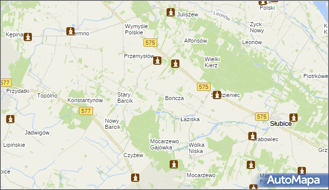 mapa Bończa gmina Słubice, Bończa gmina Słubice na mapie Targeo