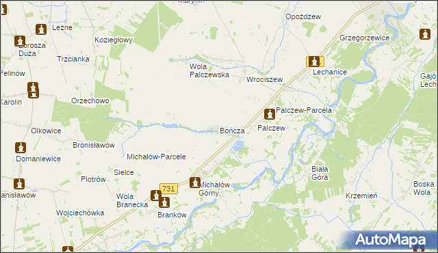 mapa Bończa gmina Warka, Bończa gmina Warka na mapie Targeo