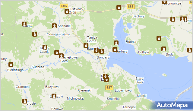 mapa Bondary, Bondary na mapie Targeo