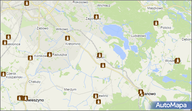 mapa Bonin gmina Manowo, Bonin gmina Manowo na mapie Targeo