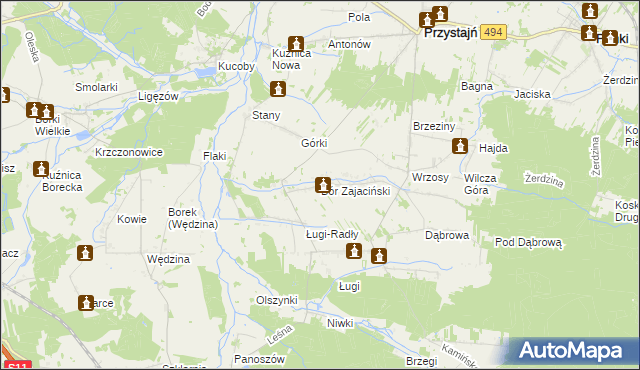 mapa Bór Zajaciński, Bór Zajaciński na mapie Targeo