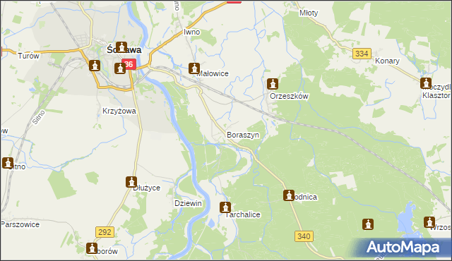 mapa Boraszyn, Boraszyn na mapie Targeo