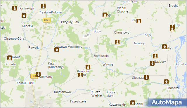 mapa Borawskie gmina Jedwabne, Borawskie gmina Jedwabne na mapie Targeo