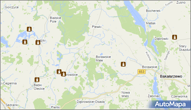 mapa Borawskie Małe, Borawskie Małe na mapie Targeo