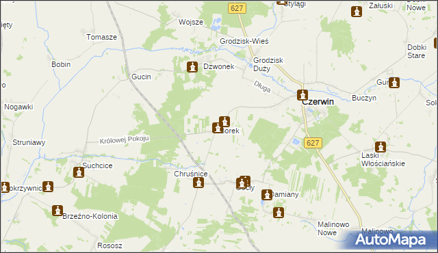 mapa Borek gmina Czerwin, Borek gmina Czerwin na mapie Targeo