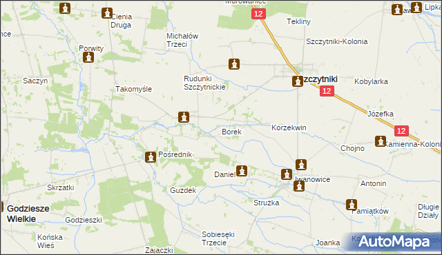 mapa Borek gmina Szczytniki, Borek gmina Szczytniki na mapie Targeo