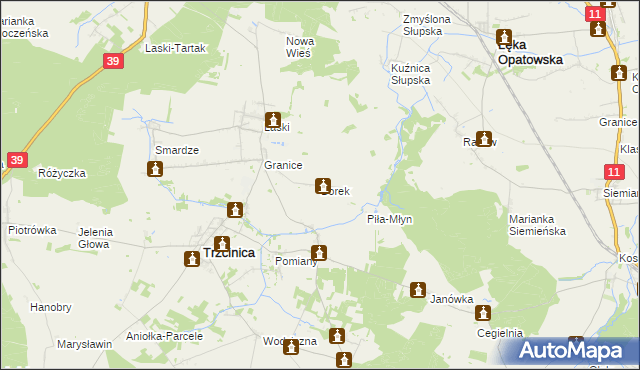 mapa Borek gmina Trzcinica, Borek gmina Trzcinica na mapie Targeo