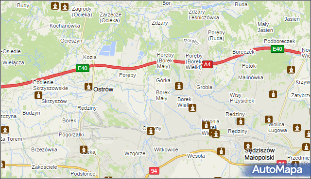 mapa Borek Mały, Borek Mały na mapie Targeo