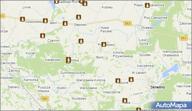 mapa Borki gmina Skrwilno, Borki gmina Skrwilno na mapie Targeo