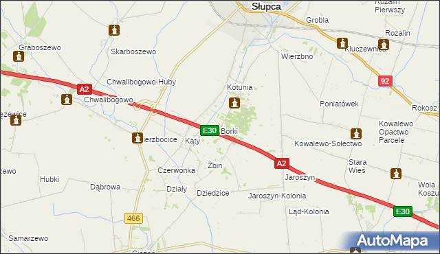 mapa Borki gmina Słupca, Borki gmina Słupca na mapie Targeo