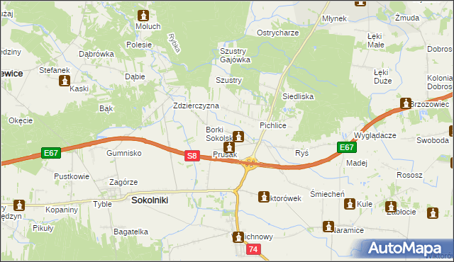 mapa Borki Pichelskie, Borki Pichelskie na mapie Targeo