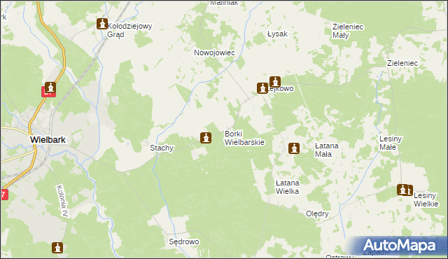 mapa Borki Wielbarskie, Borki Wielbarskie na mapie Targeo