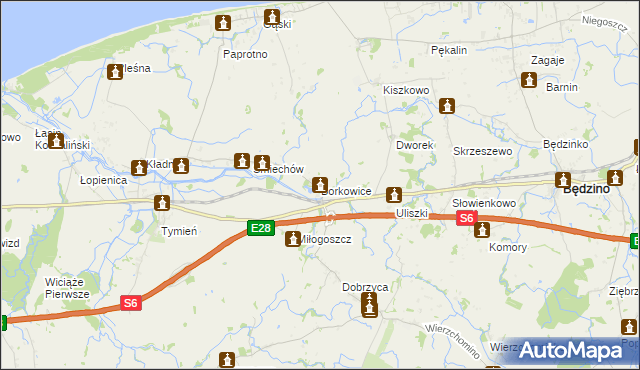 mapa Borkowice gmina Będzino, Borkowice gmina Będzino na mapie Targeo