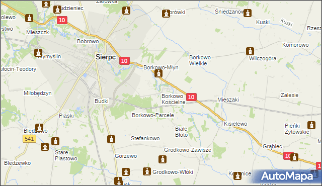 mapa Borkowo Kościelne, Borkowo Kościelne na mapie Targeo