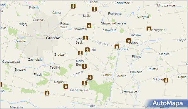 mapa Borów gmina Grabów, Borów gmina Grabów na mapie Targeo