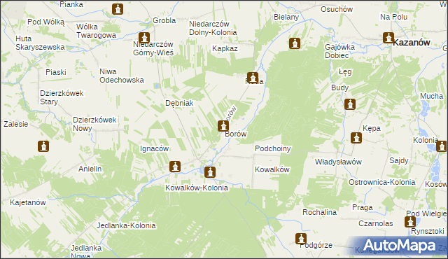 mapa Borów gmina Kazanów, Borów gmina Kazanów na mapie Targeo