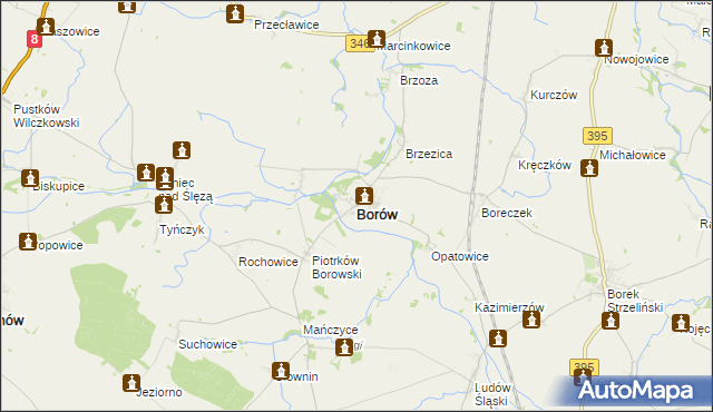 mapa Borów powiat strzeliński, Borów powiat strzeliński na mapie Targeo