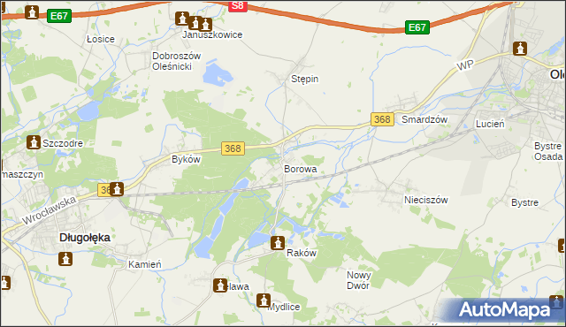 mapa Borowa gmina Długołęka, Borowa gmina Długołęka na mapie Targeo