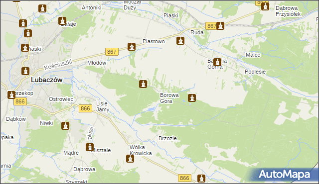 mapa Borowa Góra gmina Lubaczów, Borowa Góra gmina Lubaczów na mapie Targeo