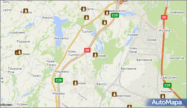 mapa Borowiec gmina Żukowo, Borowiec gmina Żukowo na mapie Targeo