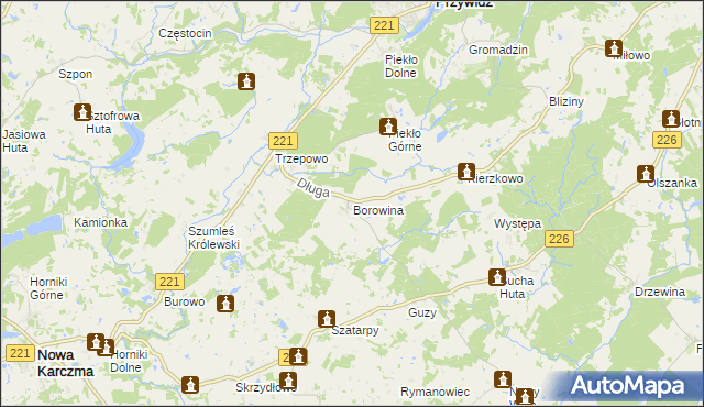 mapa Borowina gmina Przywidz, Borowina gmina Przywidz na mapie Targeo