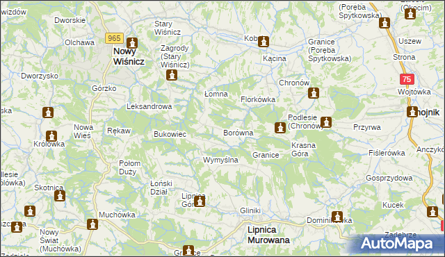 mapa Borówna, Borówna na mapie Targeo