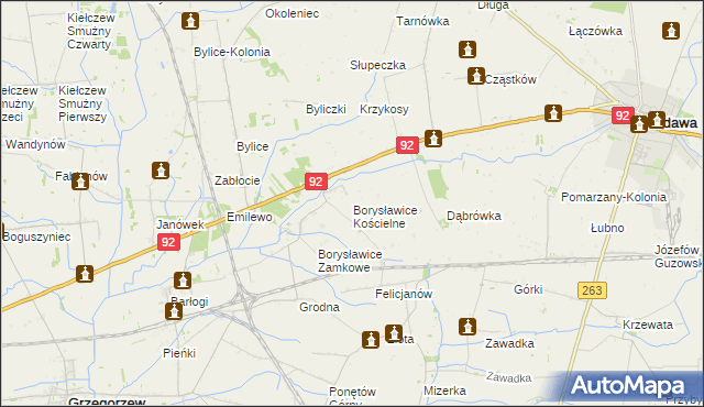 mapa Borysławice Kościelne, Borysławice Kościelne na mapie Targeo