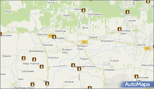 mapa Borzęcin Duży, Borzęcin Duży na mapie Targeo